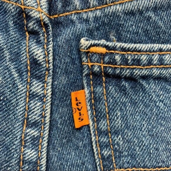 Levi’s Women’s Jean Shorts Vintage Orange Tab Cutoff Distressed Denim High Rise - Picture 10 of 16